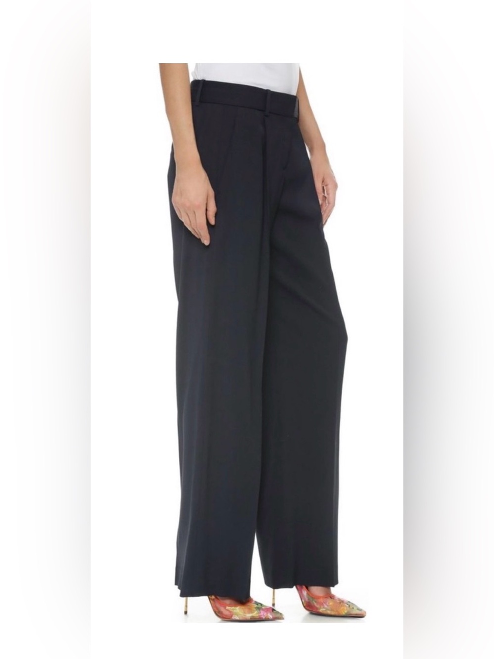 Theory Onark Debut Pleated Wide Leg Pants – Navy Size 6